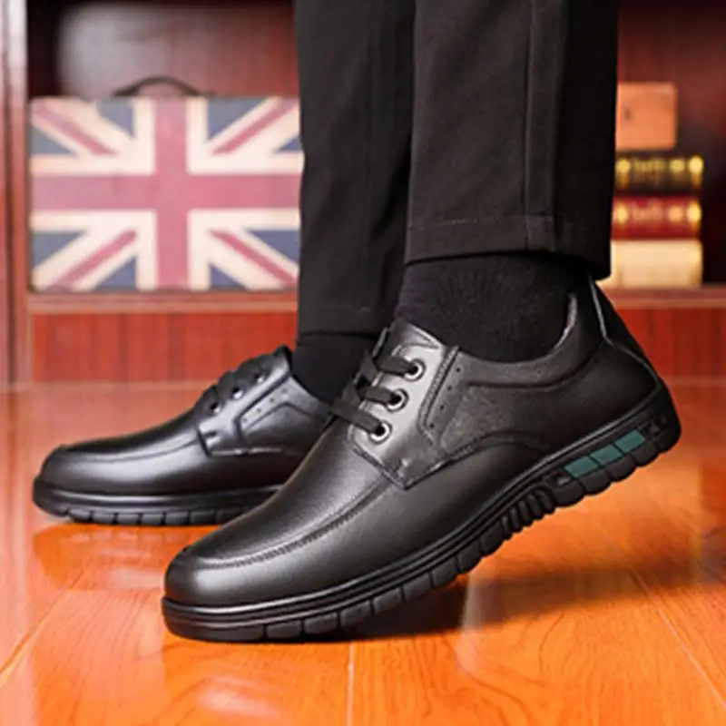 

Зимняя мужская обувь, кожаная мягкая подошва с круглым носком, Повседневная Мягкая фотообувь