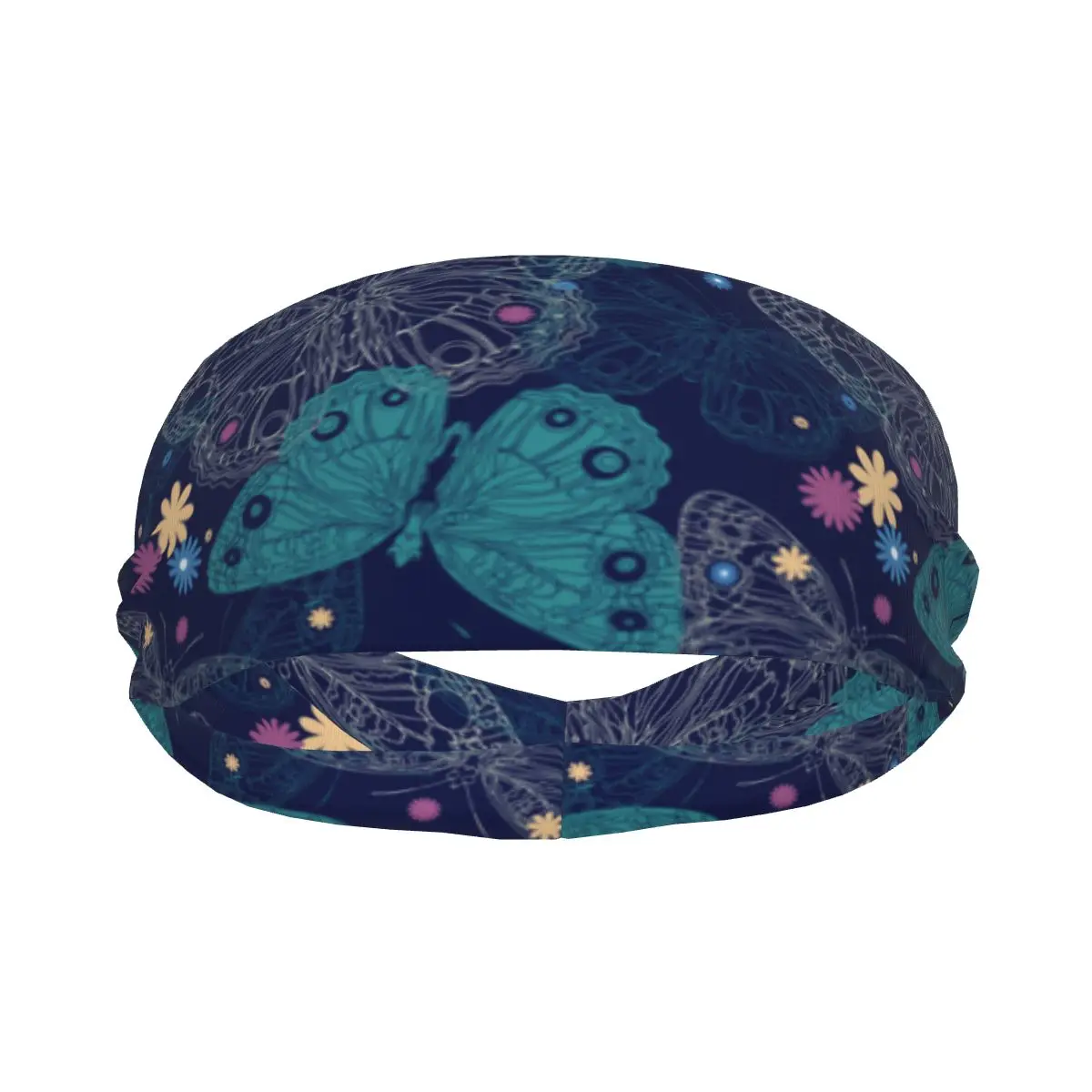 

Sports Sweatband Breathable Headband Sweat Hair Head Band Beautiful Butterfly Navy Blue Yoga Headband