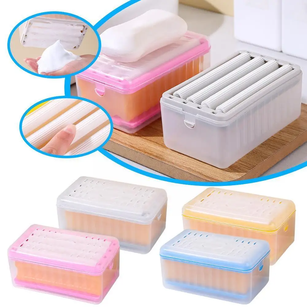 

Soap Box Multifunctional Soap Dish Hands Free Foaming Box Storage Draining Cleaning Household Tool F3o4