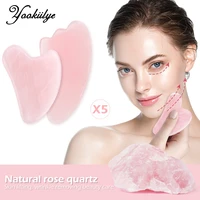 35pcs rose quartz jade stone heart shaped gua sha scraper massage handmade scrapping board anti wrinkle skin care for body face