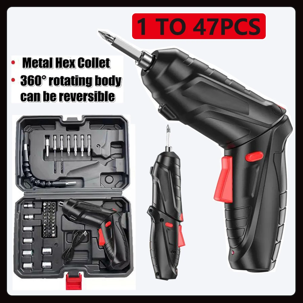 

Wireless Electric Screwdriver Cordless Battery Drill USB Charging Rechargeable Drills Set Power Tools Home Screw Driver Tool