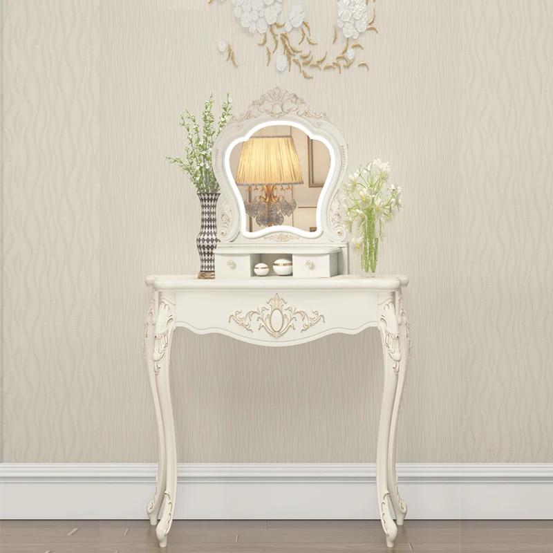 

Luxury Console Table With Mirror European Style Vintage Dressing Table Living Room Hallway Retro Side Coffee Table Furniture