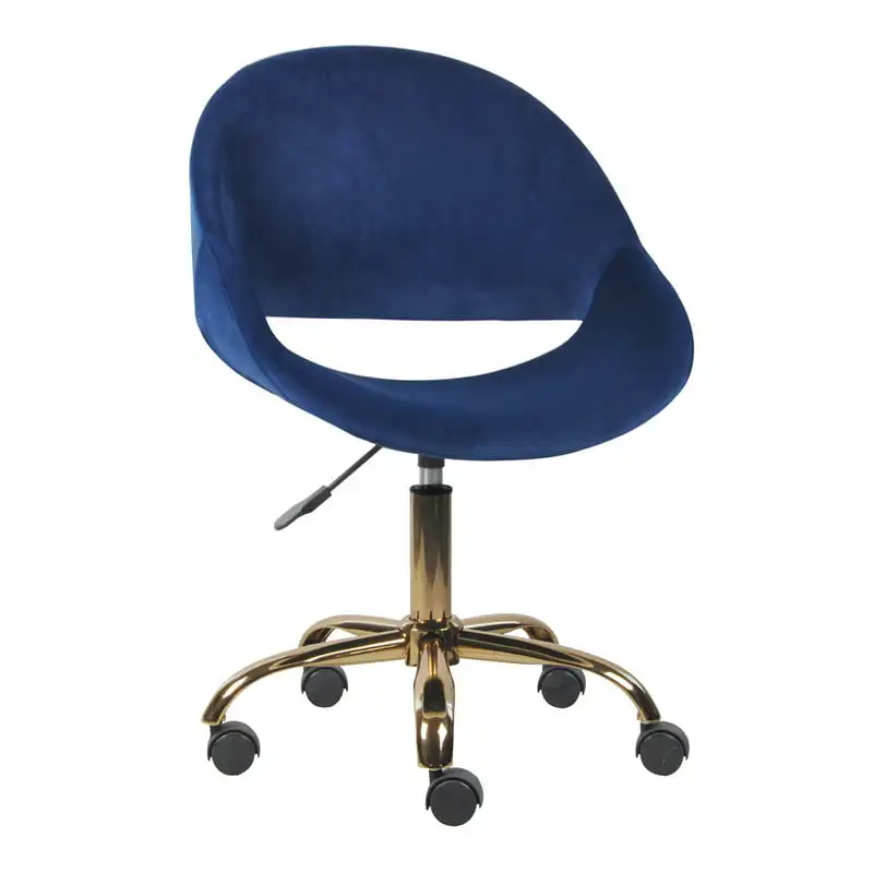 Group Mid-Back Velvet Adjustable Vanity Chair,  Blue