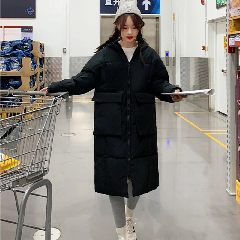 Fashion Parkas Long Hooded Bread Coat Loose Thick Padded Jacket Super Hot Winter Women's Coat Loose Cheap Wholesale Big Pocket