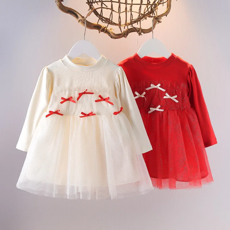 

Girls dress spring and autumn clothes 2022 new fashion children's long-sleeved princess dress girl mesh skirt