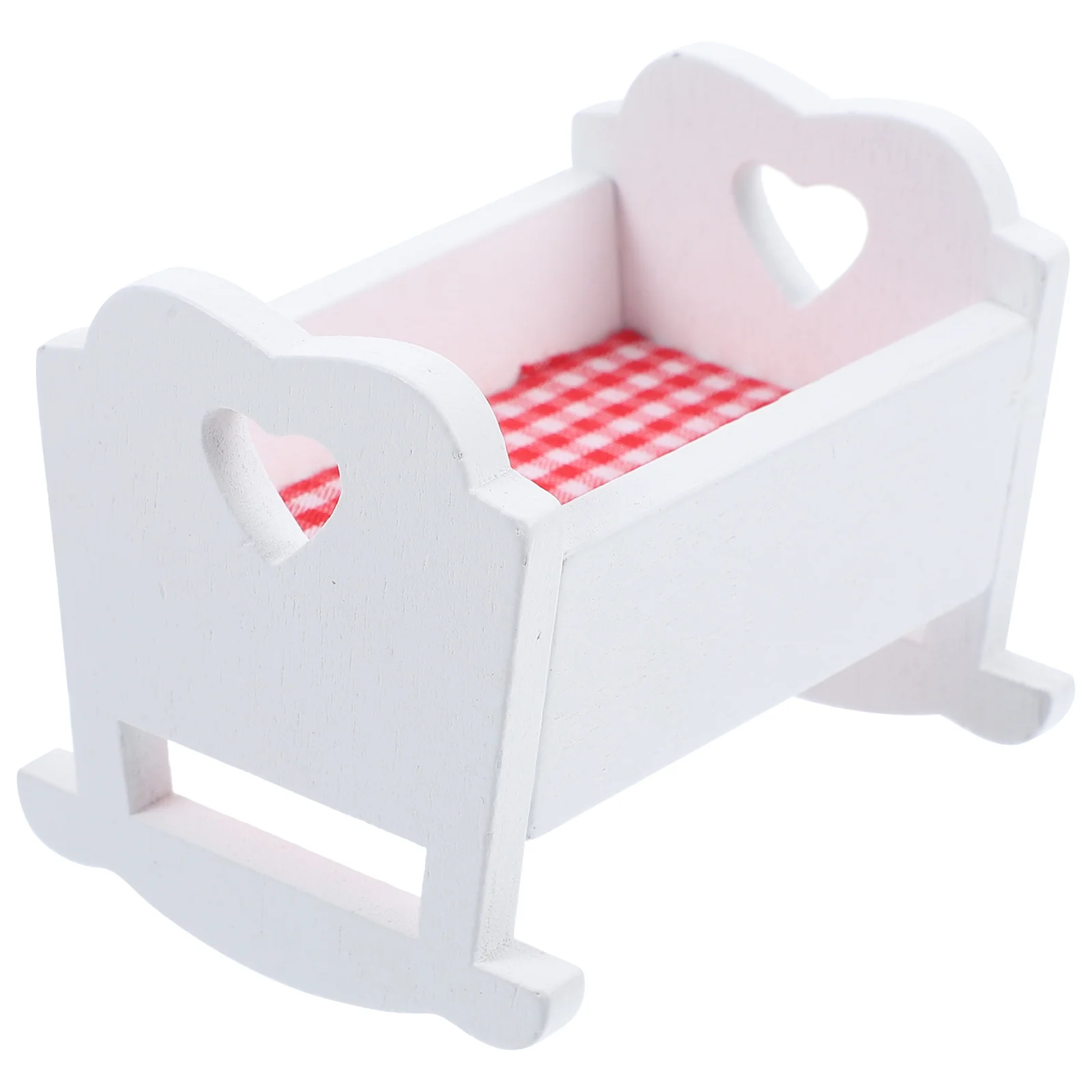 

House Cradle Bed Mini Crib Decor Model Adornment Wooden Furniture Accessories Cloth Ornament Baby Miniature Dolls