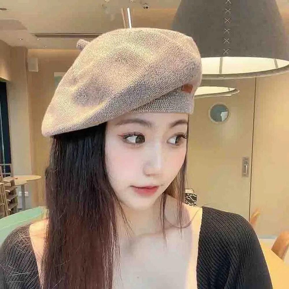 Autumn Female Beret Hats Knitted Bonia Caps For Women Beanie Painter Style Loose Design Solid Color BL0075