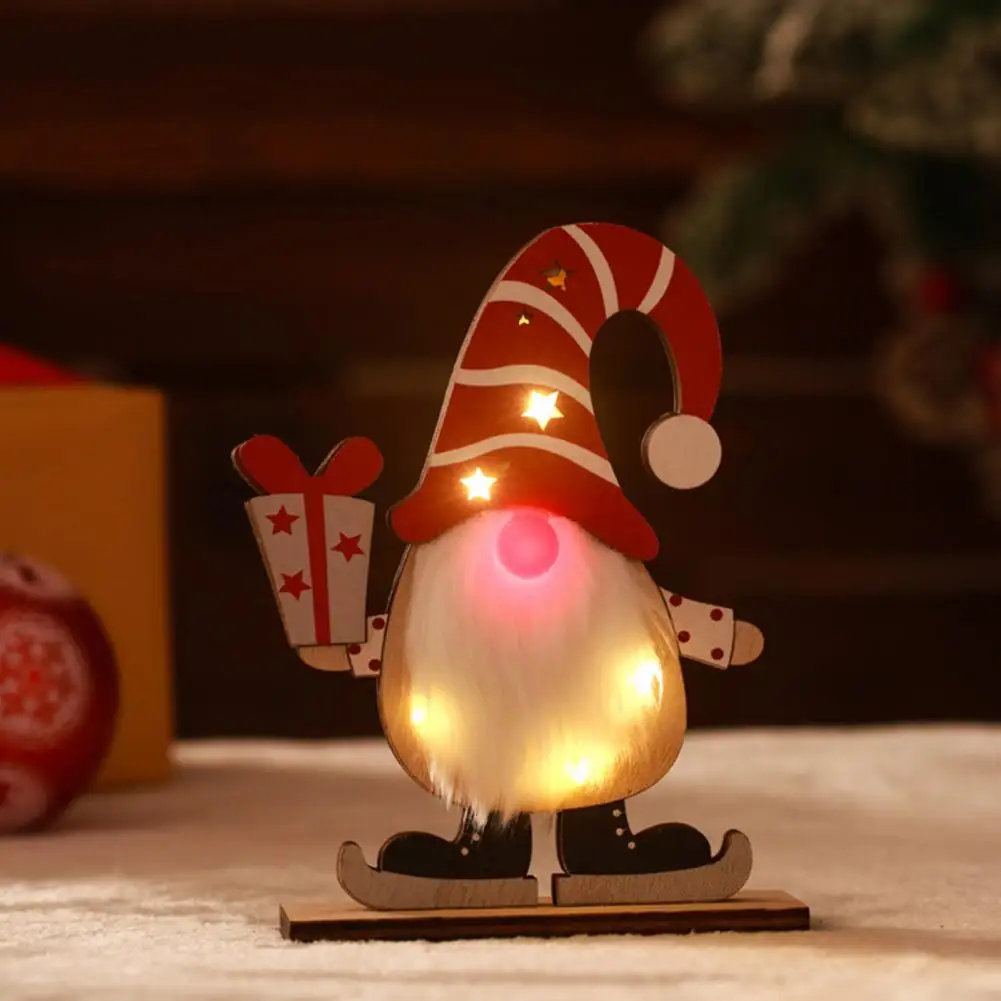 

Долговечное украшение Санта Клауса, деревянное украшение, праздничная атмосфера, уникальное очаровательное рождественское светящееся украшение