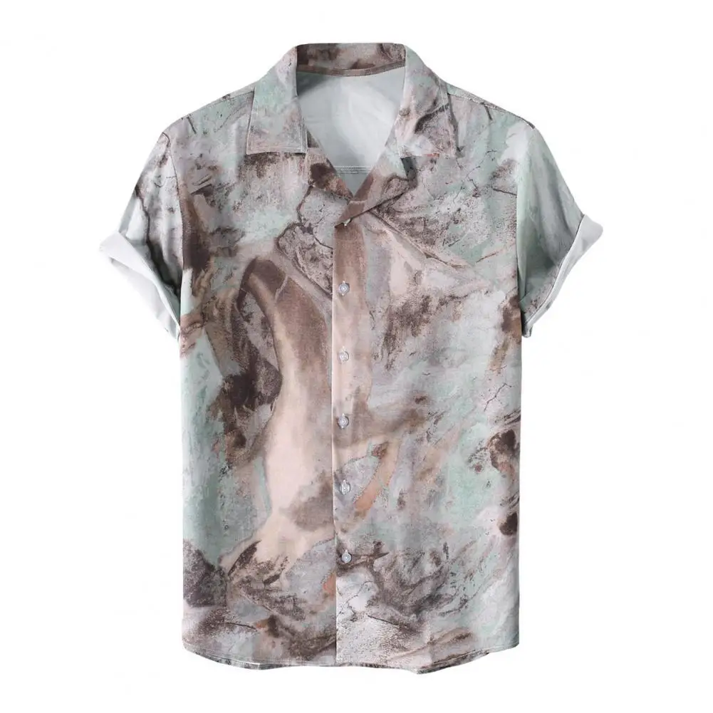 

Summer Mens Linen Shirts Ethnic Printing Beach Short Sleeve Blouse Shirt Casual Loose Hawaiian Floral Shirt Hip Hop Camisa