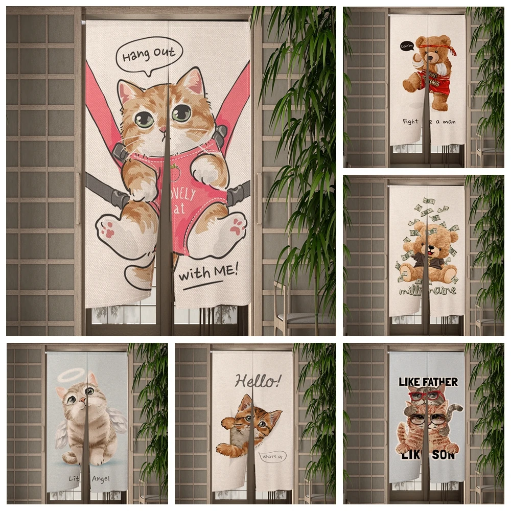 

Japanese Door Curtain Moon Armor Partition Kitchen Doorway Wild Animals Home Decoration Restaurant Custom Entrance Curtains
