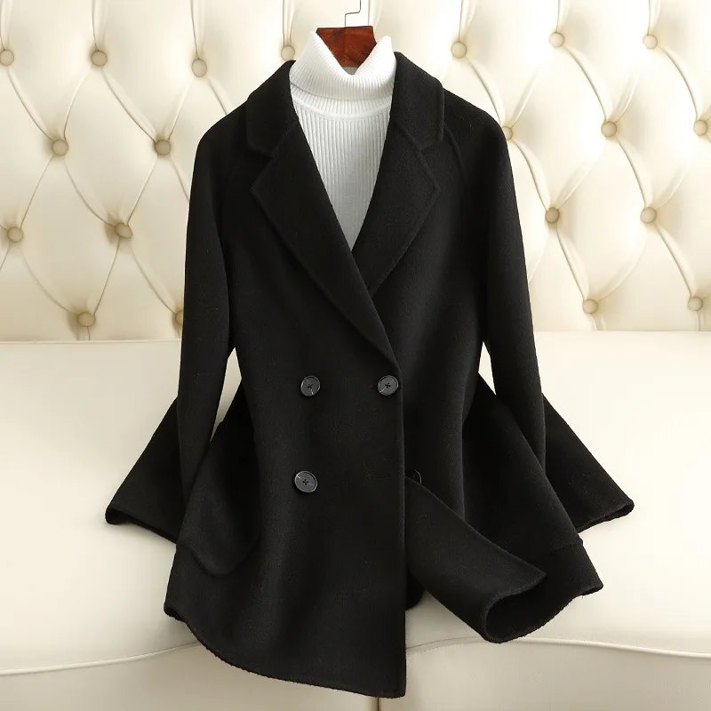 

Double-sided cashmere coat for women,medium length,short stature,2023 autumn/winter new small fragrant wool Fashion top