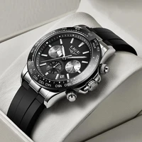 lige luxury brand watch men casual quartz chronograph big dial wristwatch silicone band sport waterproof clock relogio masculino