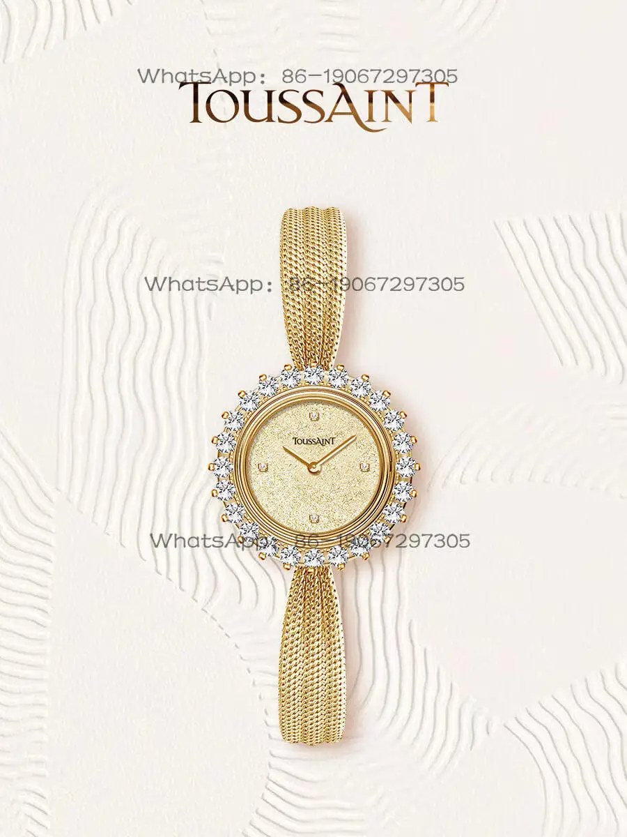 Фото Часы Toussaint Flower Watch 4 с натуральными бриллиантами, женские, в форме колоска, из египетского золота, подарок на Новый год №1