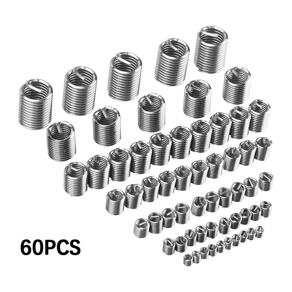 

60pcs M3-M12 304 Wire Thread Insert Repair Kit Screw Coiled Wire Helical Threaded Inserts Set Helicoil Thread Repair Tools