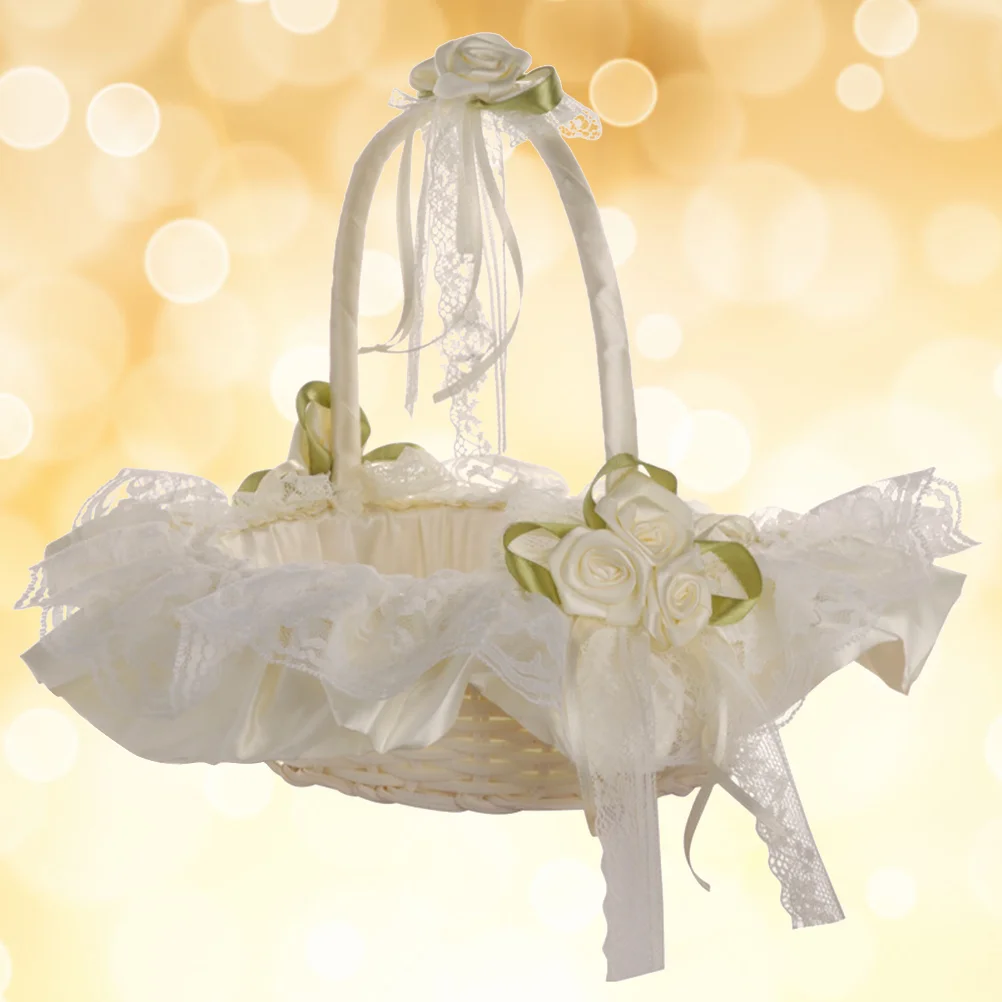 

Wedding Flower Girl Basket Bride Basket for Wedding Ceremony Party Decoration )