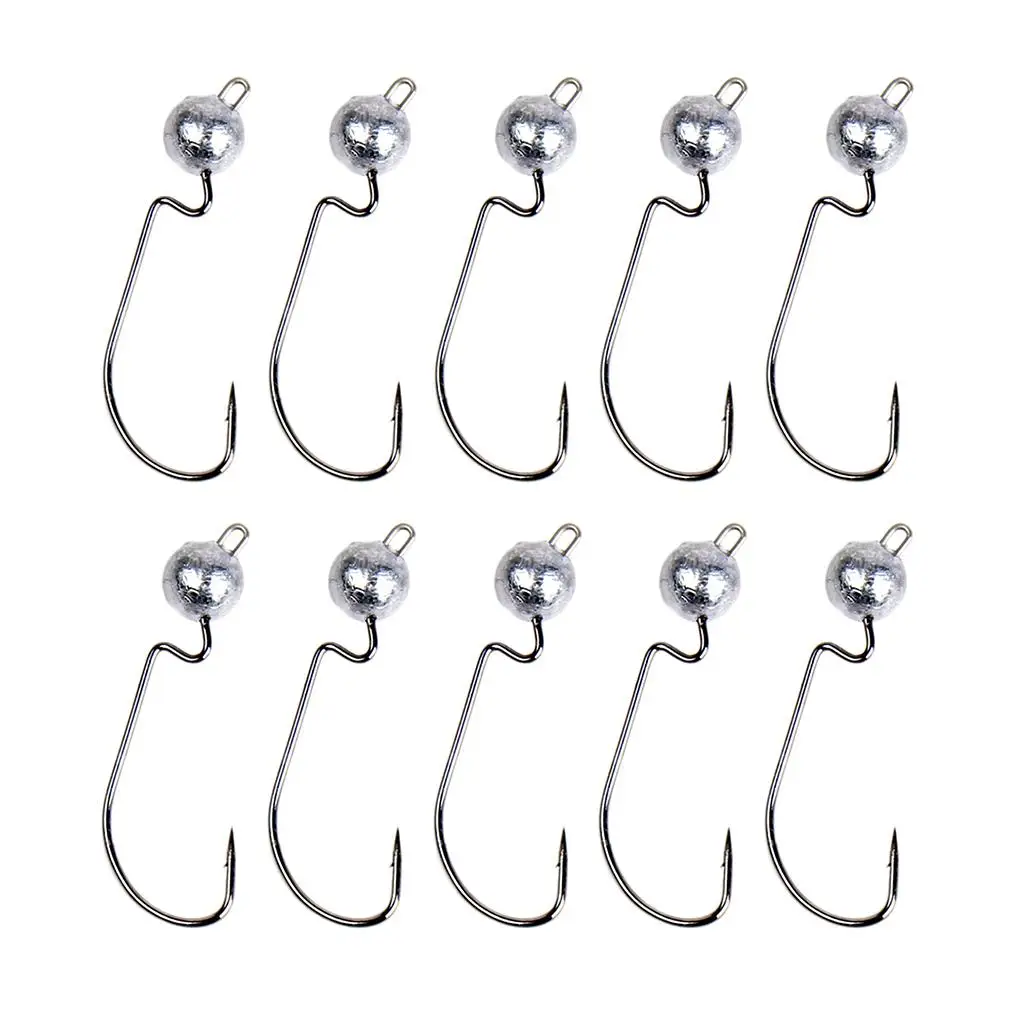 

10pcs Weighted Fishing Crank Hooks For Smallmouth Bass Pike Musky Redfish