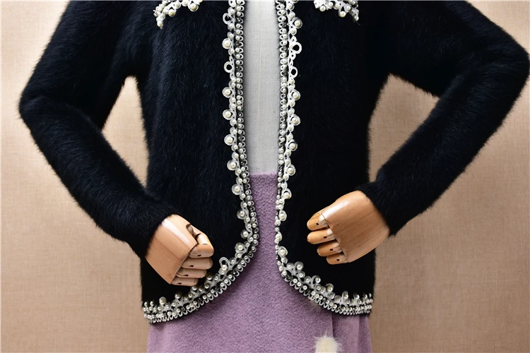 04 Женская осенне-зимняя одежда черные пушистые норковые кашемировые Вязаные