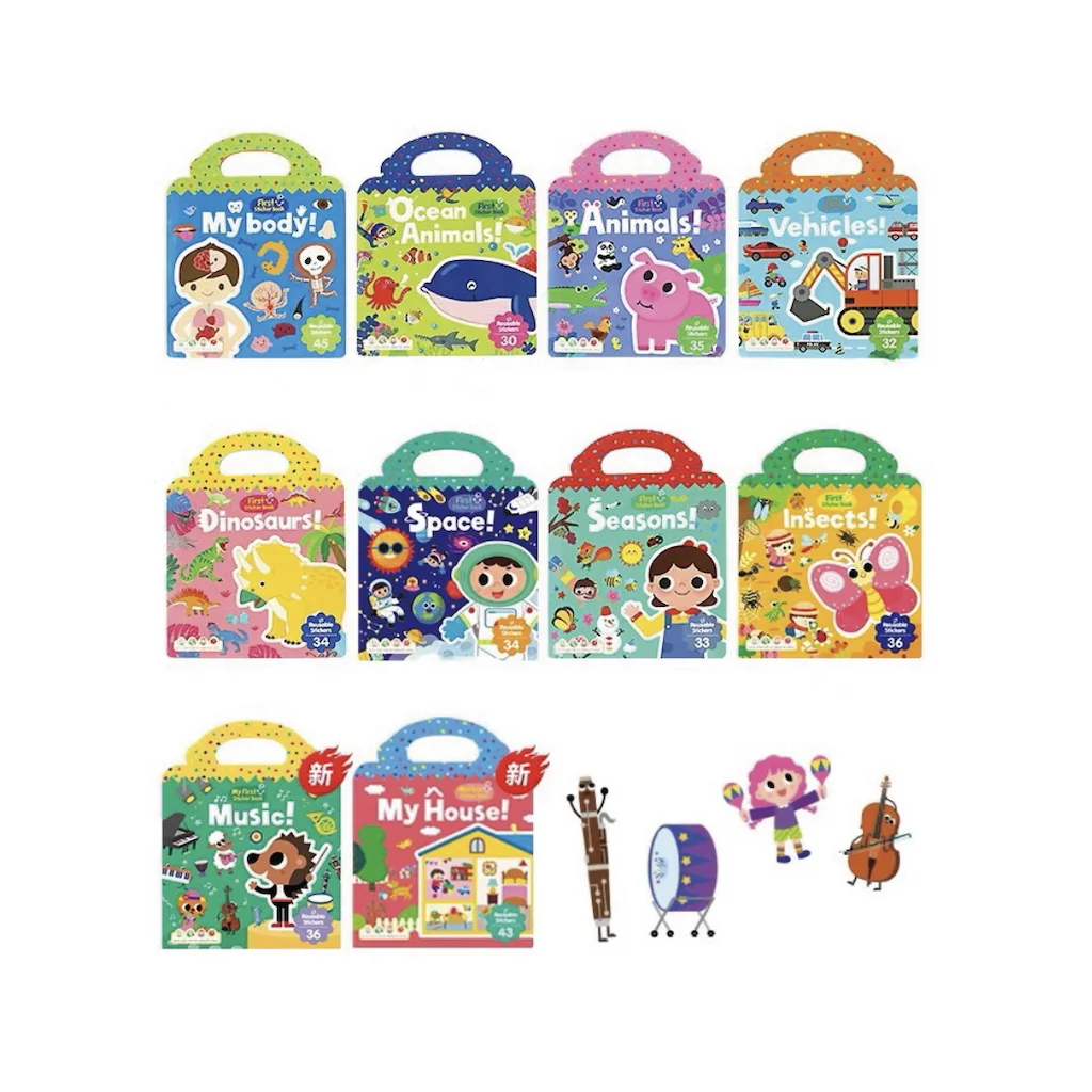 

First Sticker Book - Children Scene Reusable Sticker DIY, Kids Waterproof Animal Learning Cognition Toys, Washable Jelly Sticker