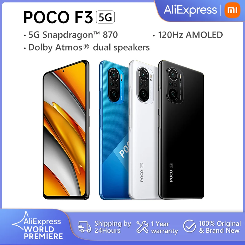 

POCO F3 NFC 5G 6GB 128GB/8GB 256GB Smartphone Global Version Snapdragon 870 Octa Core 6.67"120Hz E4 AMOLED Display 33W Fast 48MP