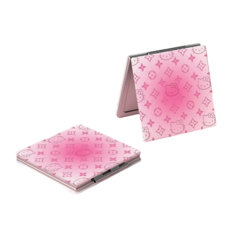

HelloKitty Gradient Portable Mirror Portable Cosmetic Mirror Student Folding Mirror Square Cartoon Hand-Held Double-Sided Mirror