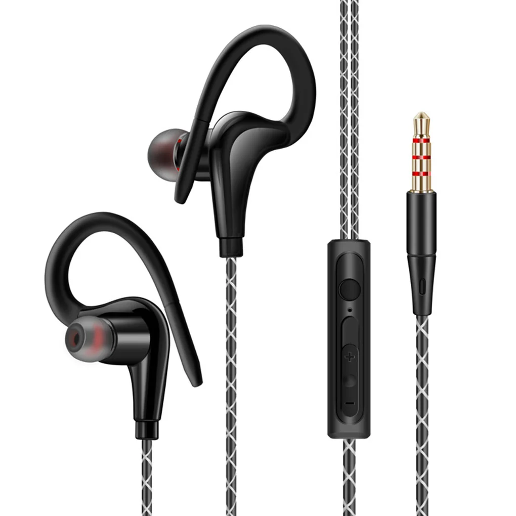 

Sports Earphone Fitness Wired Waterproof Headphone Wired Control Noise Isolating Hooked In-ear Headset Super Bass Sweatproof