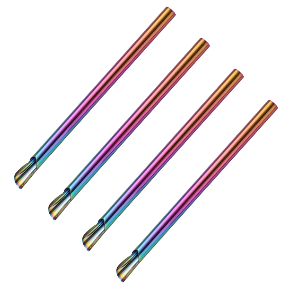 

Straw Straws Spoon Metal Tea Reusablebeverage Drinking Stainless Steelbobabubble Cocktailcold Fat Smoothiecoffee Partywater