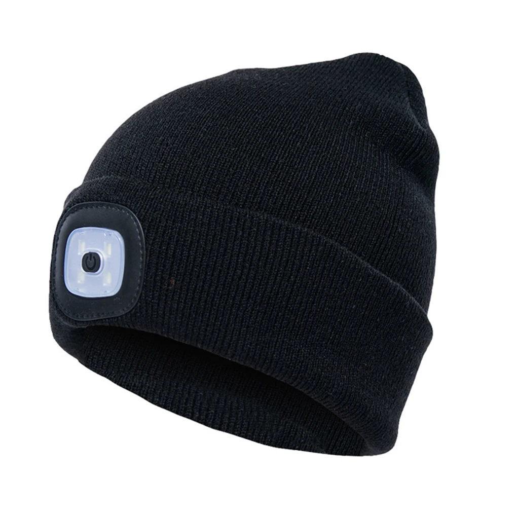 

LED Beanie Cap Lighting Flashing Hands Free Flashlight Headlamp Beanie Unisex Winter Knit Cap