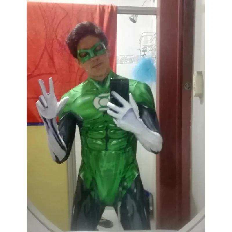 Green Lantern Cosplay Costumes Man Boys Male Muscle Shade Zentai Bodysuit Suit Adults Kids Superhero Halloween Jumpsuit