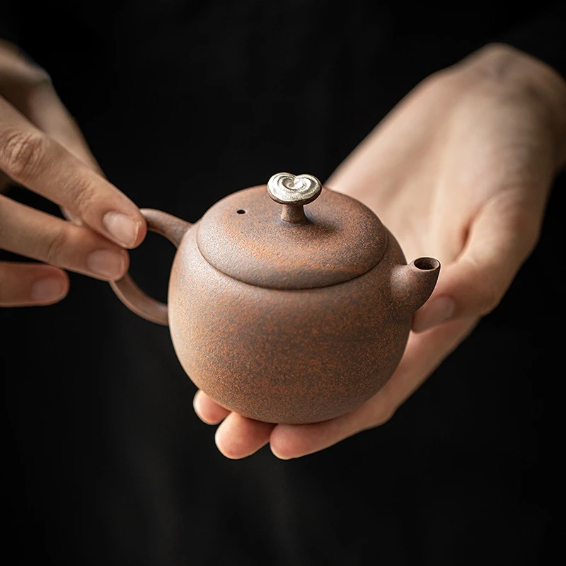 Chinese Handmade Old Charcoal Mud Tea Pot Ceramics Teaware Tea Infuser Pu'er Oolong Tea Filter Kettle