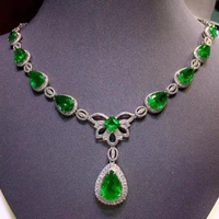 diwenfu real s925 sterling silver emerald pendant luxury jewelry designers water drop bohemia emerald jewelry pendants women