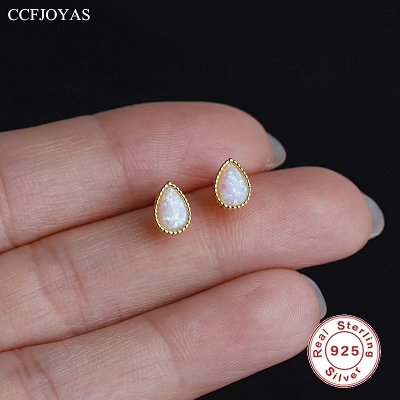 

CCFJOYAS 925 Sterling Silver Waterdrop Opal Earrings for Women Minimalist Gold Silver color Wedding Fine Jewelry Dropshipping