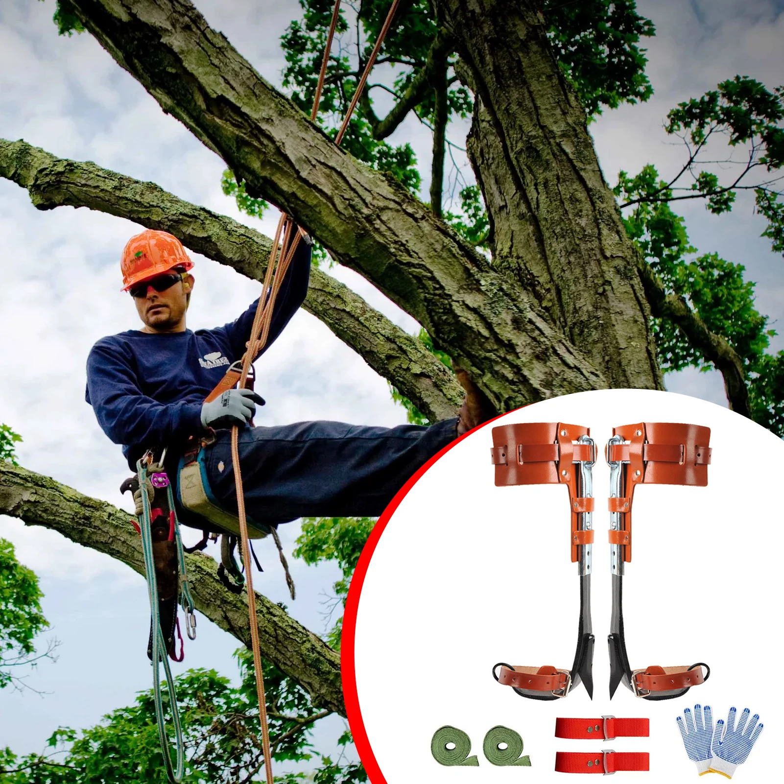 

Tree Climbing Gear Shoes Boots Kit Climber Arborist Aider Tool For Tree Work With Gloves Easy To Use