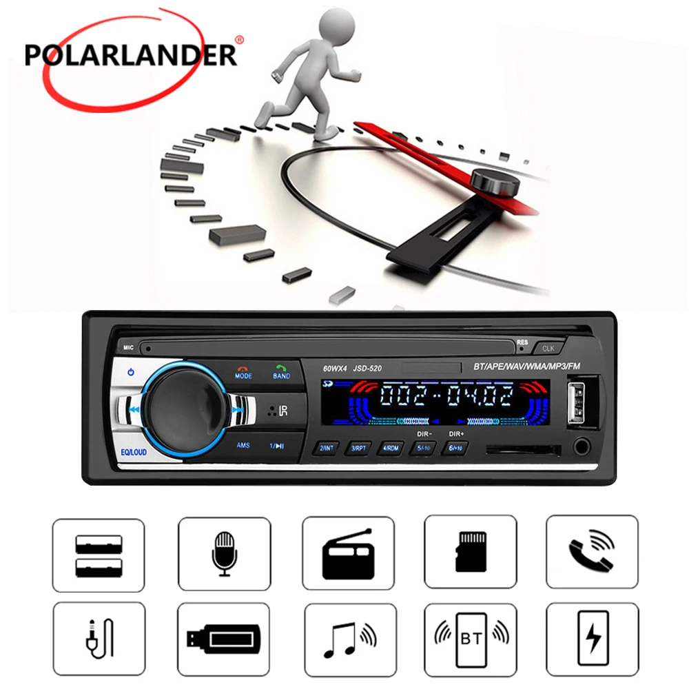 

1 DIN 12 в стерео приемник Bluetooth FM Радио MP3 аудио плеер USB/SD порт Автомобильный мультимедийный встраиваемый Авторадио со входом AUX