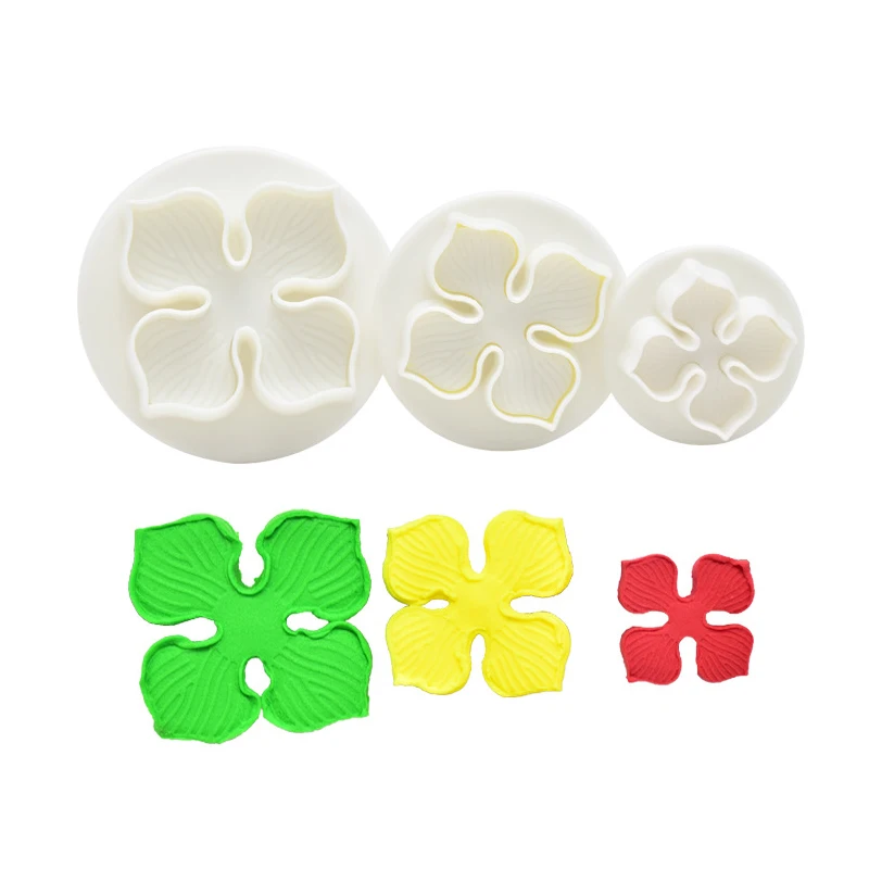 

3Pcs/Set Silicone Hydrangea Fondant Cake Decorating Plunger Cookie Cutter Wedding Flower Blossom Mold Home Baking Biscuit Tools