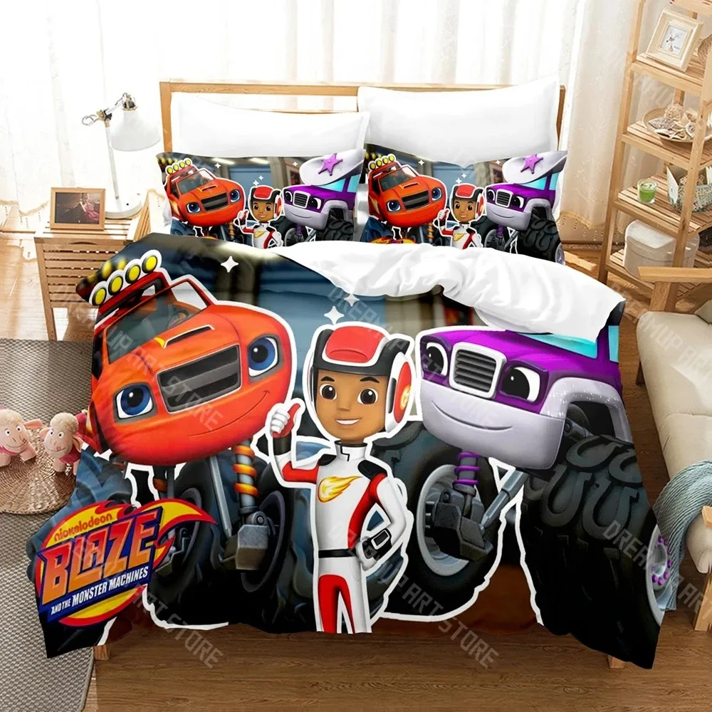 Фото Комплект постельного белья с 3D-принтом Blaze N Monster Machines для мальчиков и девочек: пододеяльник, наволочка, размеры Twin, Queen, King, Full, Single, Double №2
