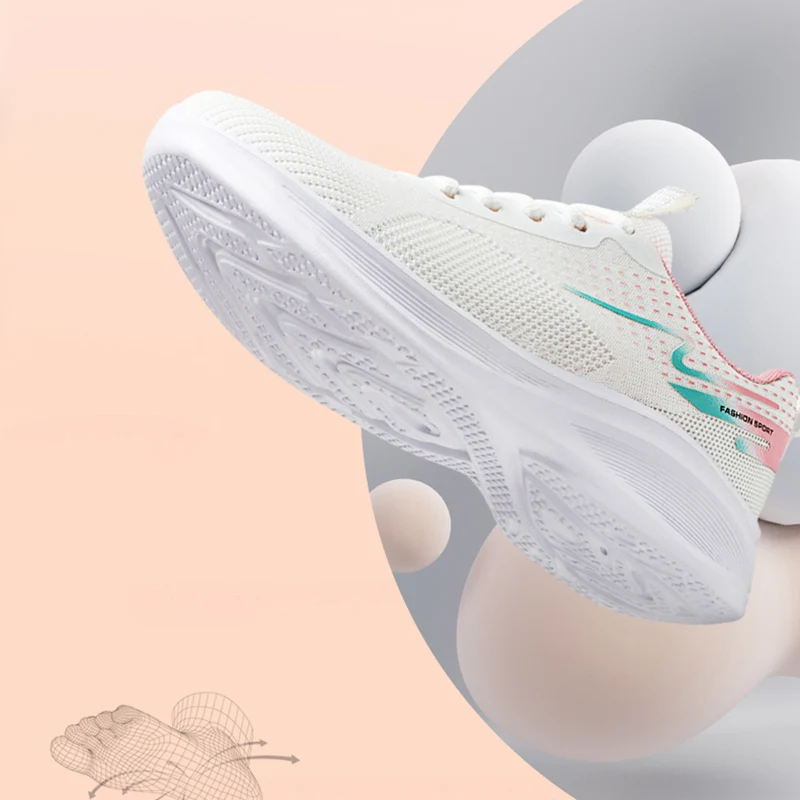 Women's Running Shoes Fashion Lace-Up Breathable Mesh Sneakers Lightweight Fitness Gym Trainers Outdoor Jogging Walking Shoes