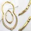 Dubai Gold Plated Jewelry Set Vintage Round Charm Rhinestone Necklace Bracelet Earring Ring For Wedding Bride Women Jewelry Sets 2