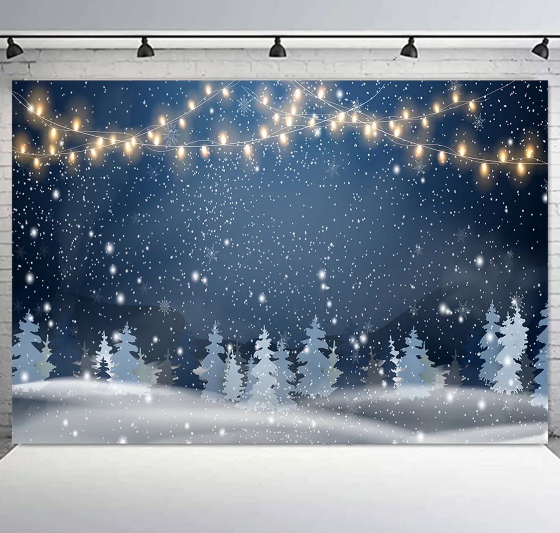 

HUAYI Christmas Photography Backdrop Winter Snowy Forest Photo Background Newborns Child Baby Holiday Party Decor Banner Props