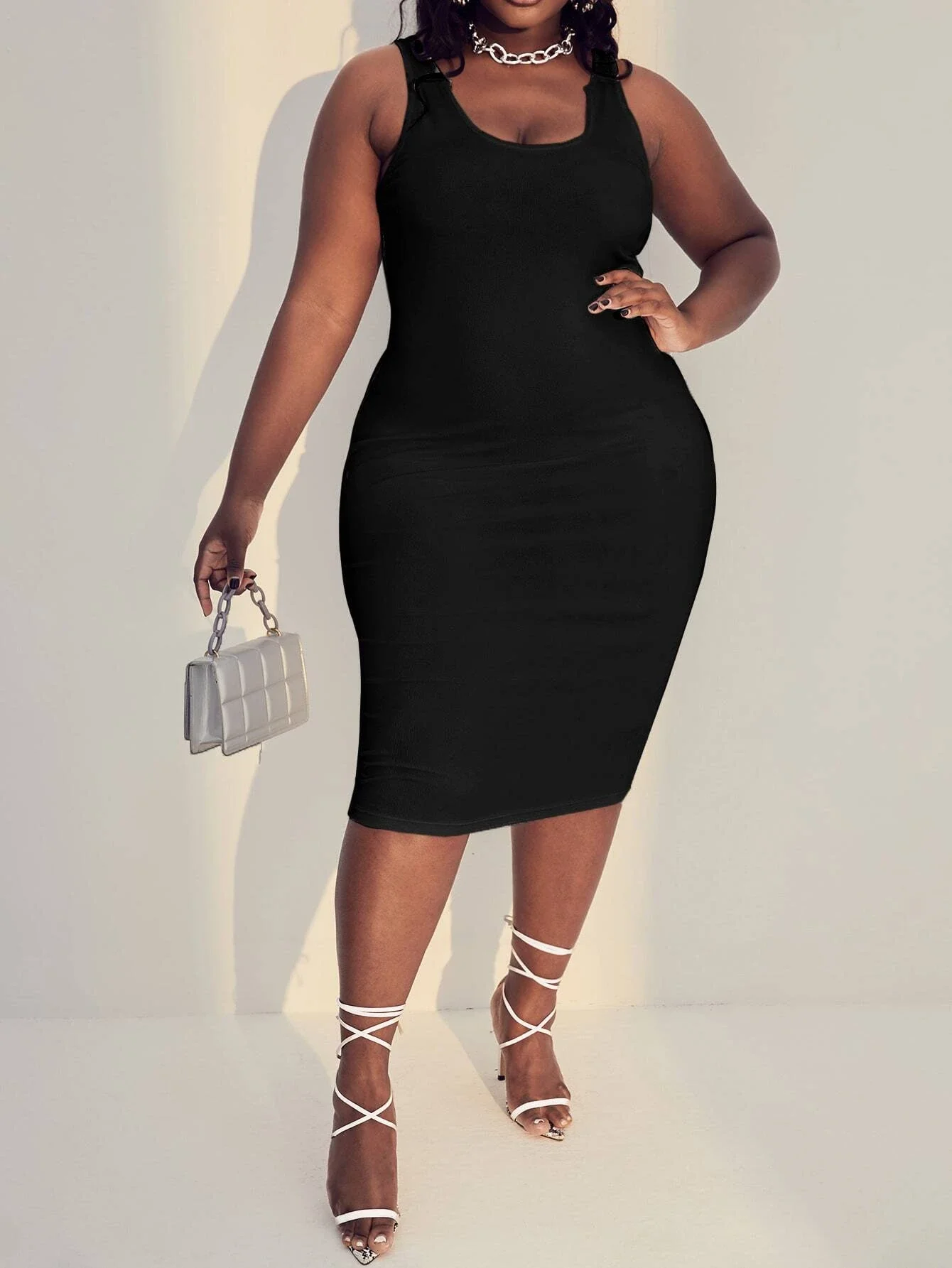 

New Plus Ribbed Knit Bodycon Dress
