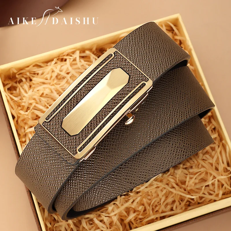 Men's First Layer Leather Automatic Buckle Youth Fashion All-match Pure Cowhide Belt Trend Korean Version Luxury Designer Belt
