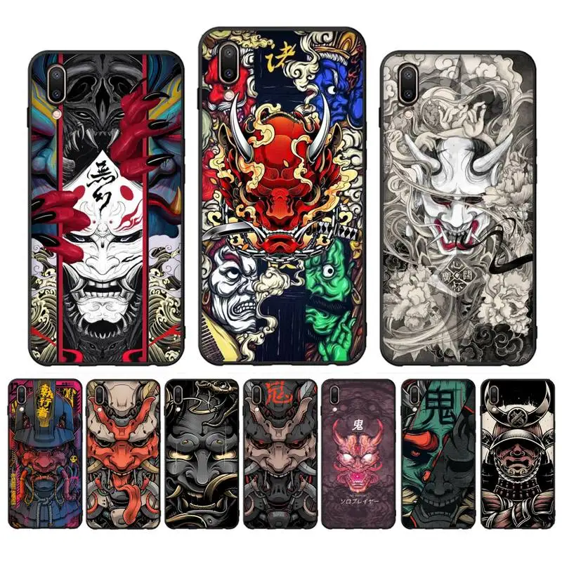 

Samurai Oni Mask Phone Case for Vivo Y91C Y11 17 19 17 67 81 Oppo A9 2020 Realme c3 cover