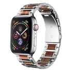 Деревянный ремешок для apple watch band 45 мм41 мм 44 мм 40 мм 42 мм 38 мм, браслет из нержавеющей стали для iwatch apple watch 5432 se 6 7