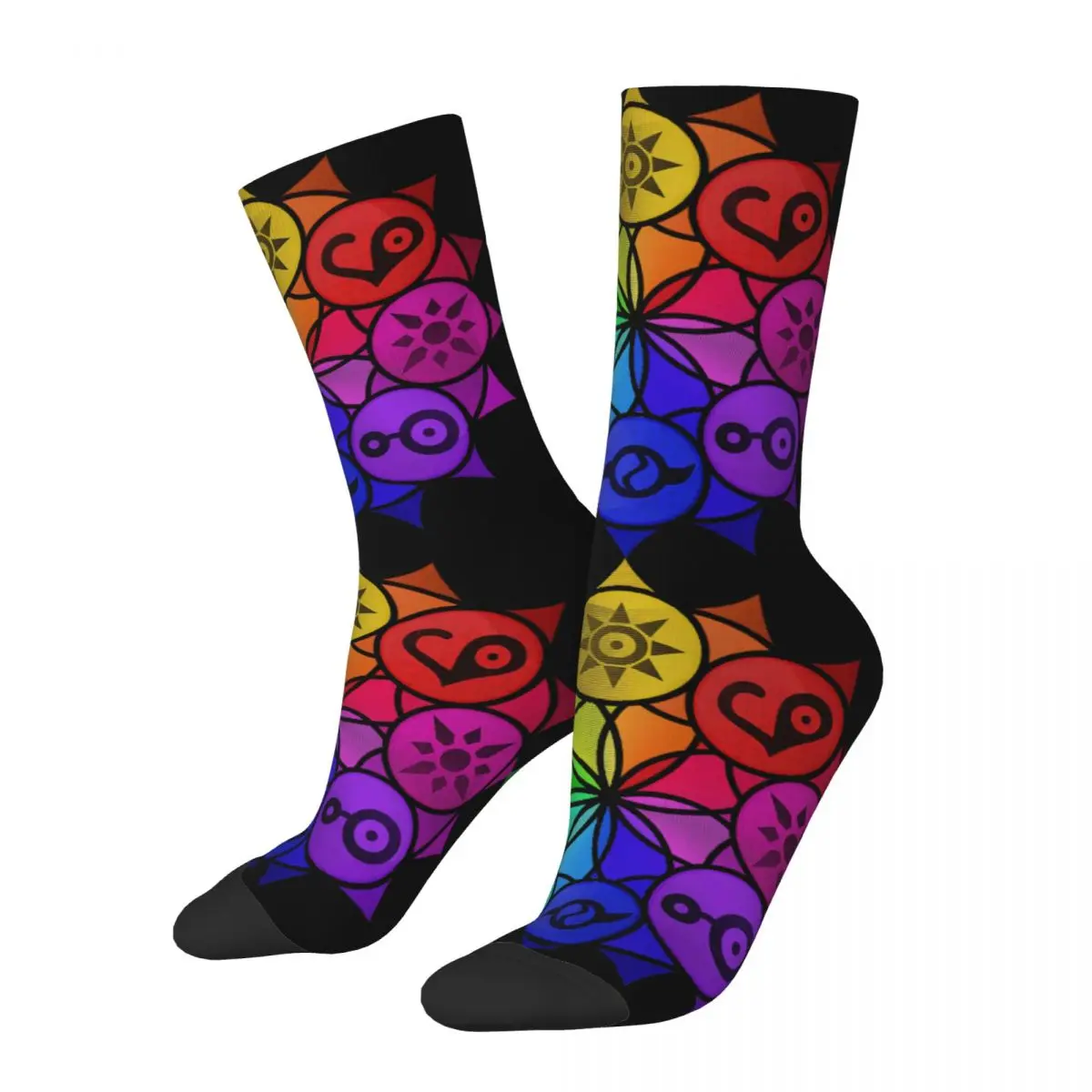 

Hip Hop Retro Crests Mandala Crazy Men's Socks Unisex Digital Monster Digimon Anime Harajuku Seamless Printed Crew Sock Boys