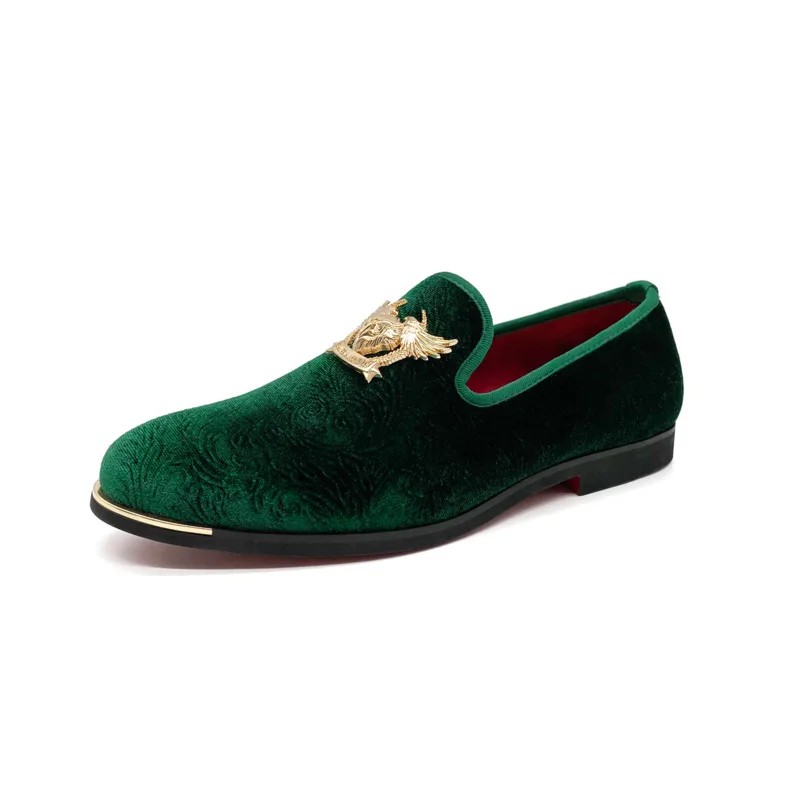 

NXY Black Embroidered Loafers Shoes Velvet Driving Moccasins Shoe Leather Shoes Male Metal Party Wedding Men Dress Shoes