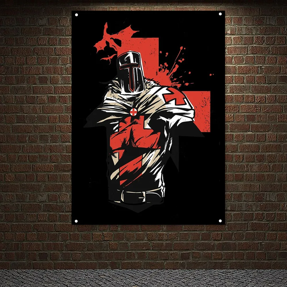 

Masonic Knight флаг тамплиеров Banner настенный искусство крестовый постер «воин» подвесить на стену 4 втулки пользовательский флаг настенное украшение H8
