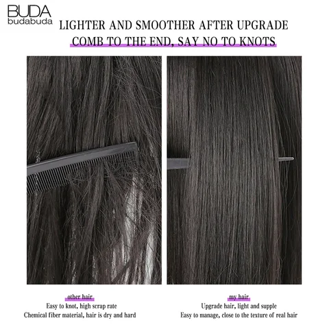 Синтетические волосы BUDABUDABUDA 22 дюйма прямые красные 7 шт.