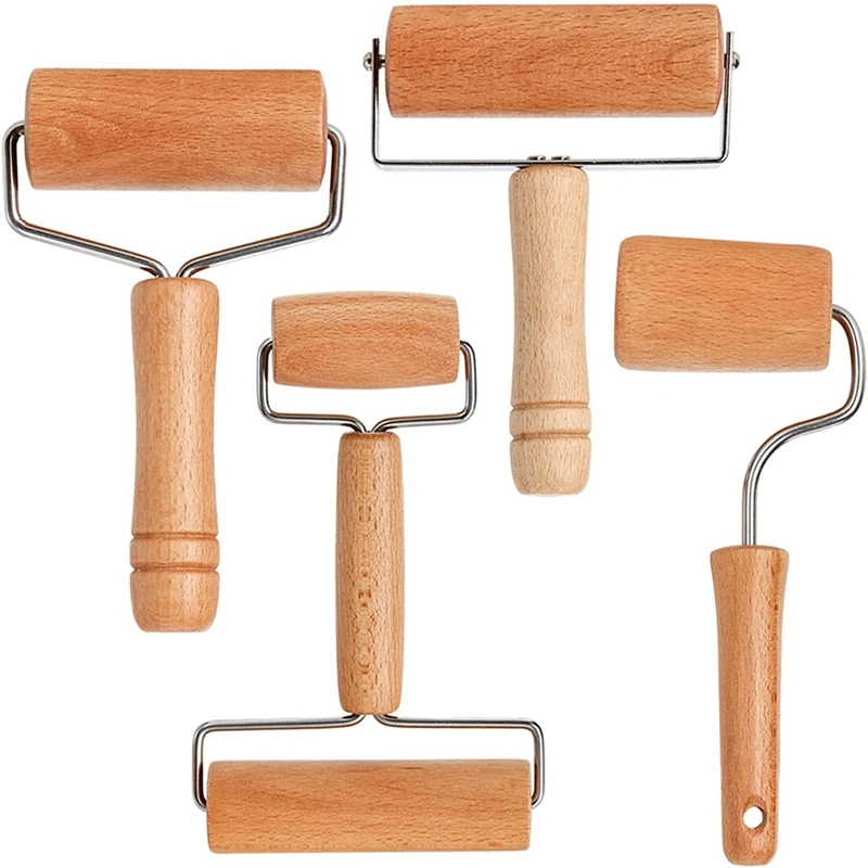 

4 упаковки, деревянные рельефные ролики, антипригарные Деревянные Скалки для дома, набор профессиональных роликов для теста для выпечки