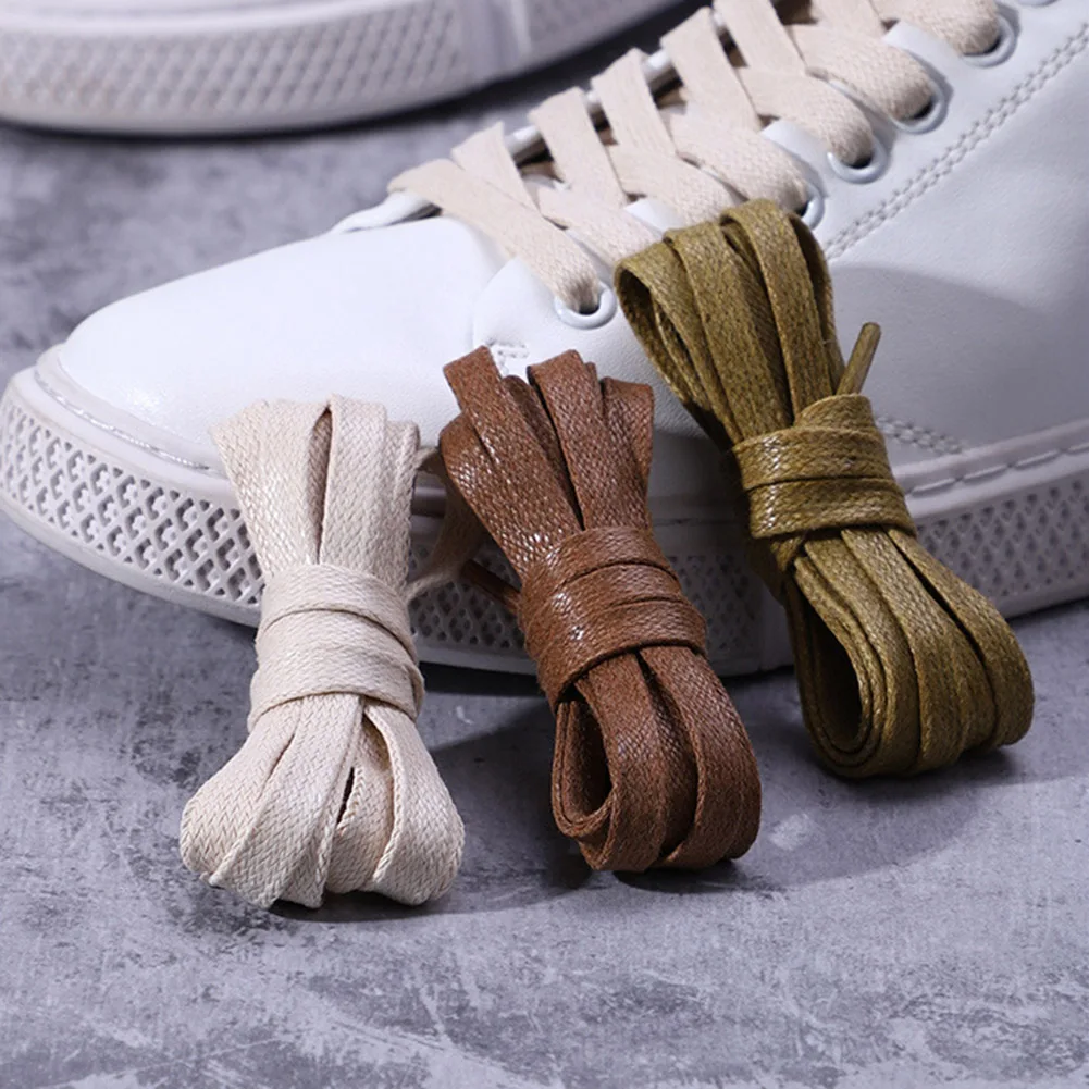 

1 Pair Waxed Shoelaces Leather Waterproof Flat Shoe Laces Unisex Boots Shoelace Length140/160cm Width 6mm