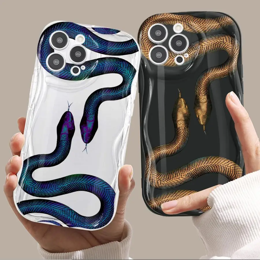 Snake Rose Skull Blvck Phone Case for Apple iPhone 12 Pro 13 Mini XR 15 16 ProMax 14 Plus SE XS Max 11 8 7 Silicone Cover