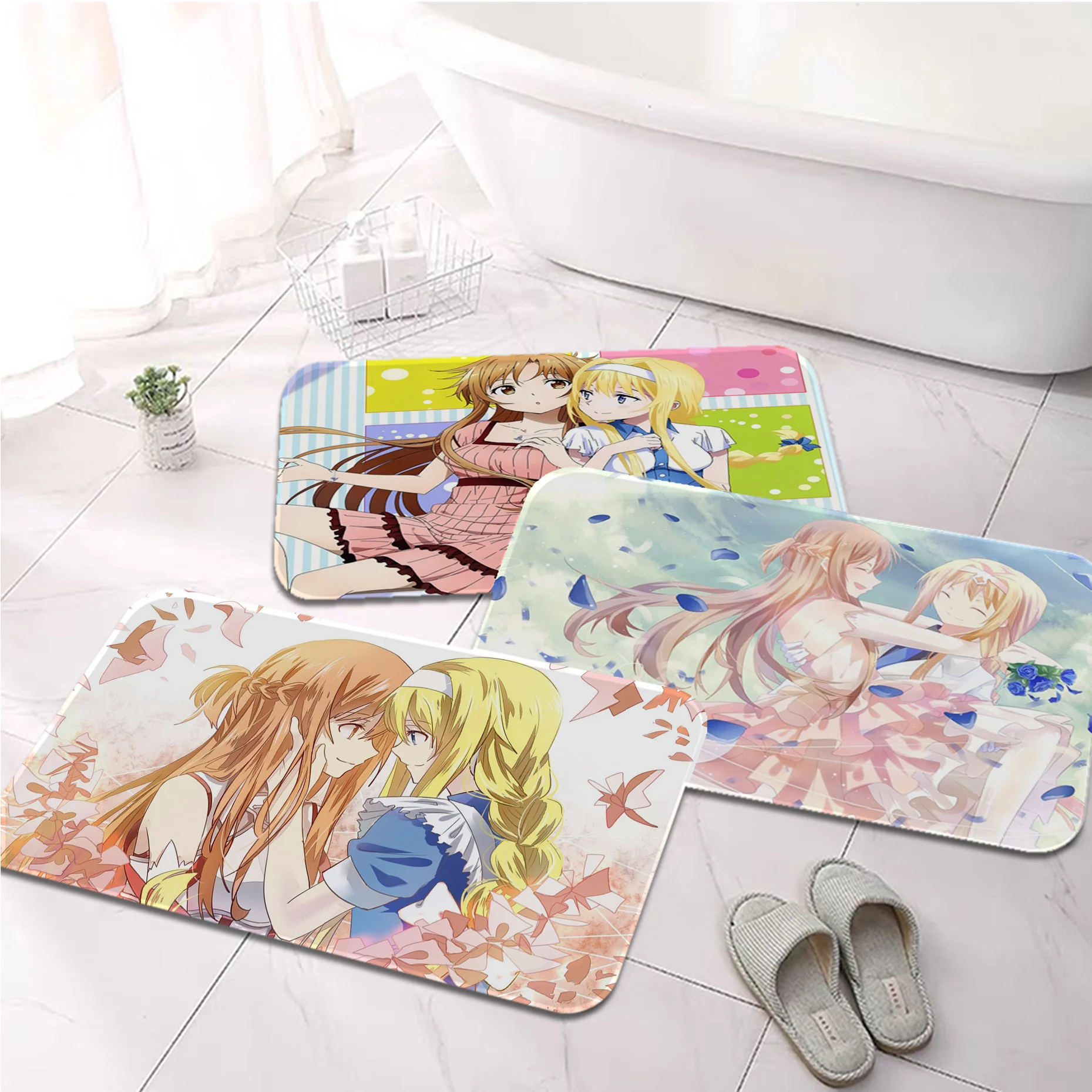 

SAO Sword Art Online Alice Asuna Sinon Anime Room Mats Nordic Style Bedroom Living Room Doormat Home Anti-Slip Toilet Rug